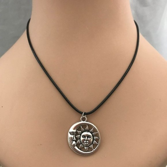 Celestial Sun And Moon Pendant Waxed Cord - Picture 5 of 10